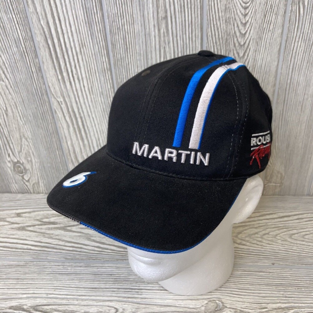 Mark Martin Cap Hat #6 Pfizer Roush Racing NASCAR Black Strapback Pinstripe NEW